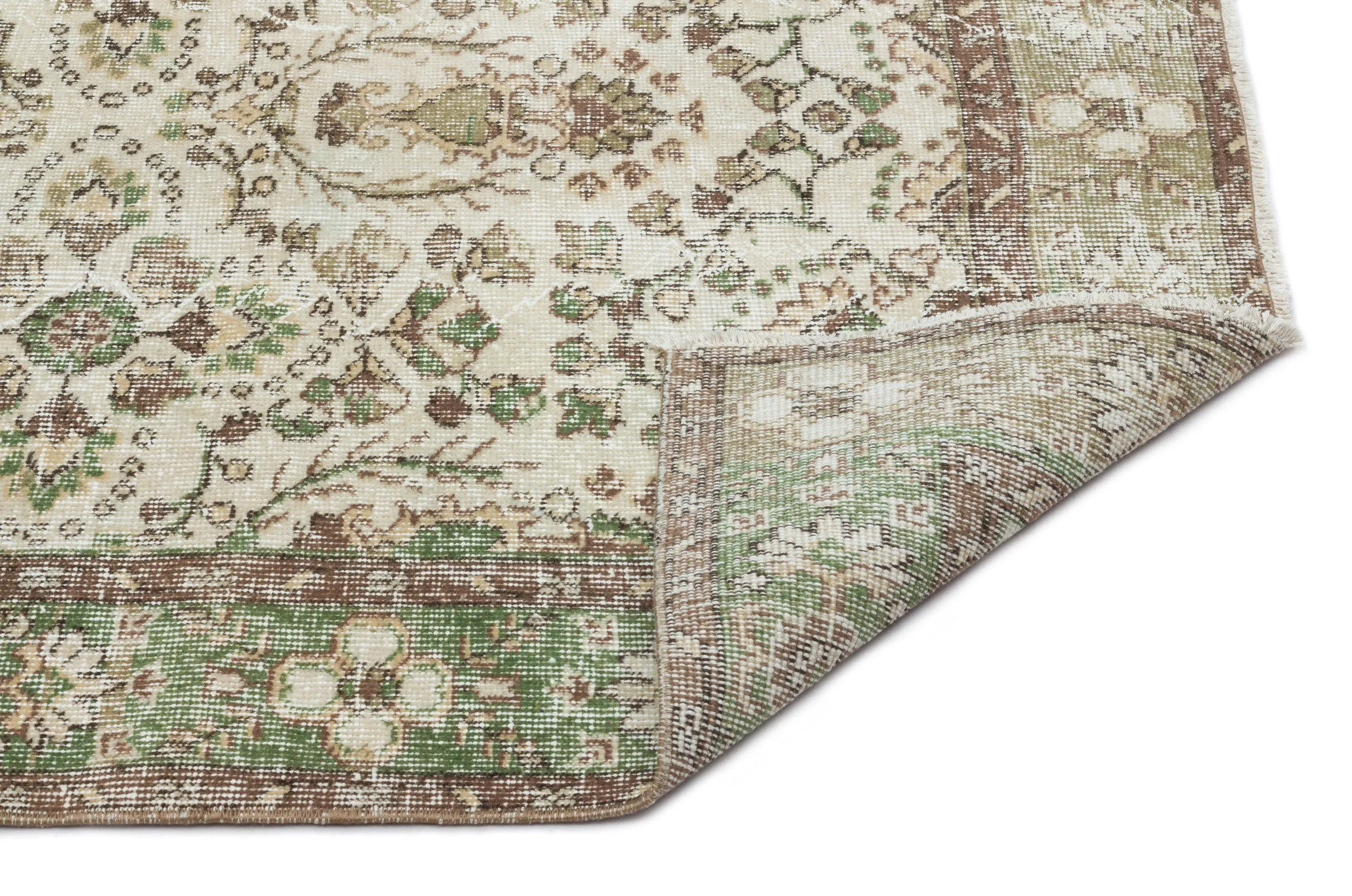 Retro Design Beige Over Dyed Vintage Rug 5'10'' x 9'3'' ft 177 x 281 cm