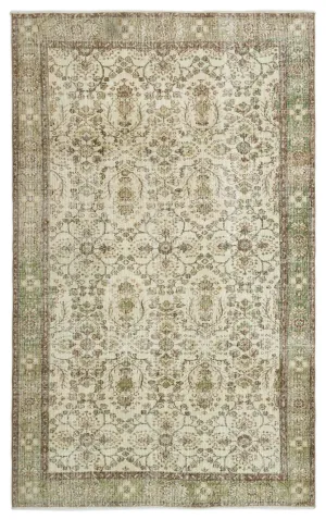 Retro Design Beige Over Dyed Vintage Rug 5'10'' x 9'3'' ft 177 x 281 cm