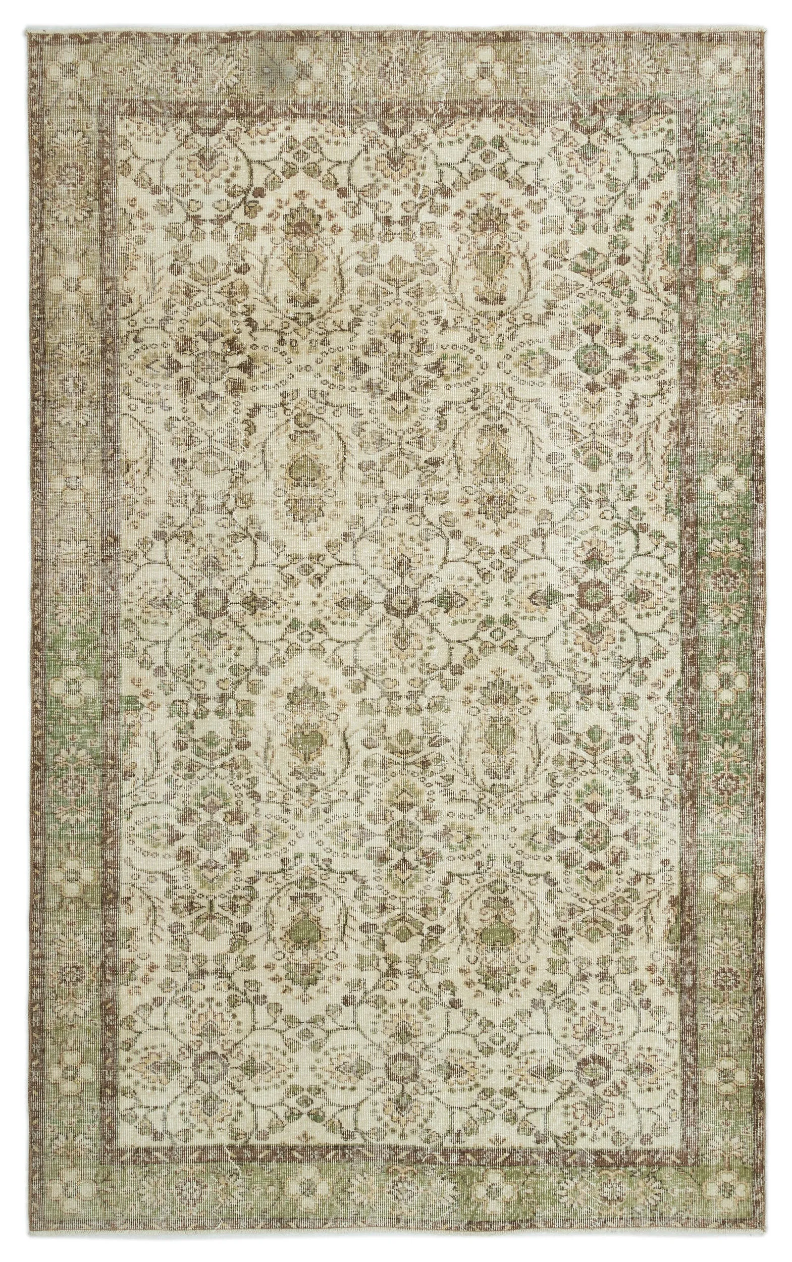 Retro Design Beige Over Dyed Vintage Rug 5'10'' x 9'3'' ft 177 x 281 cm