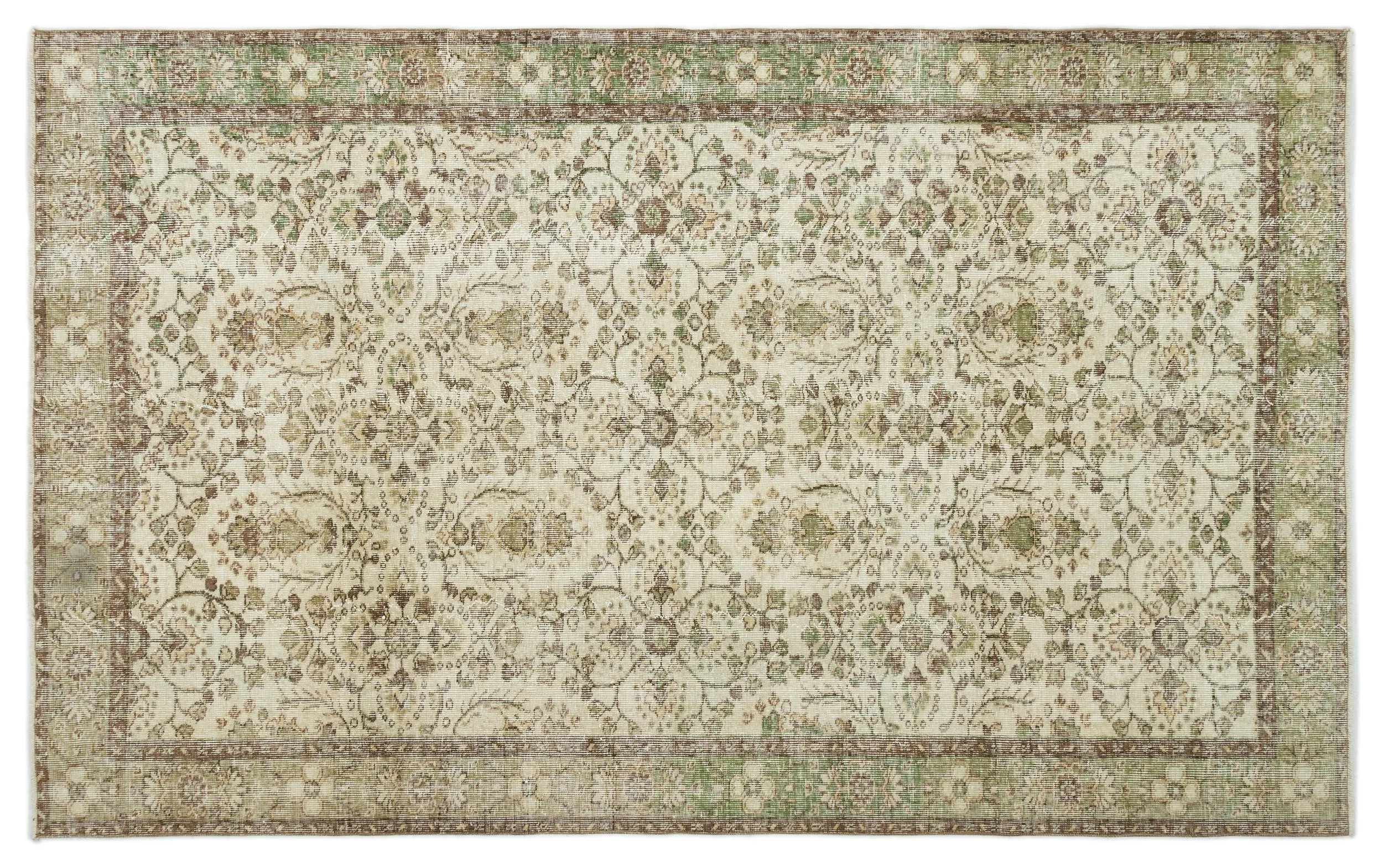 Retro Design Beige Over Dyed Vintage Rug 5'10'' x 9'3'' ft 177 x 281 cm
