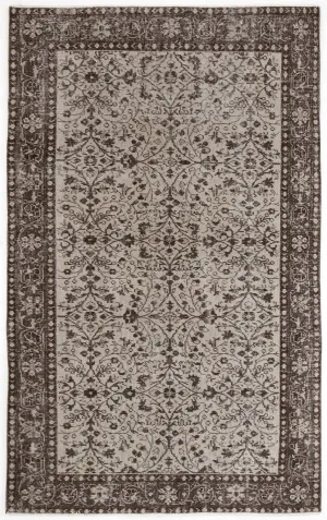 Retro Design Beige Over Dyed Vintage Rug 5'2'' x 8'5'' ft 158 x 257 cm