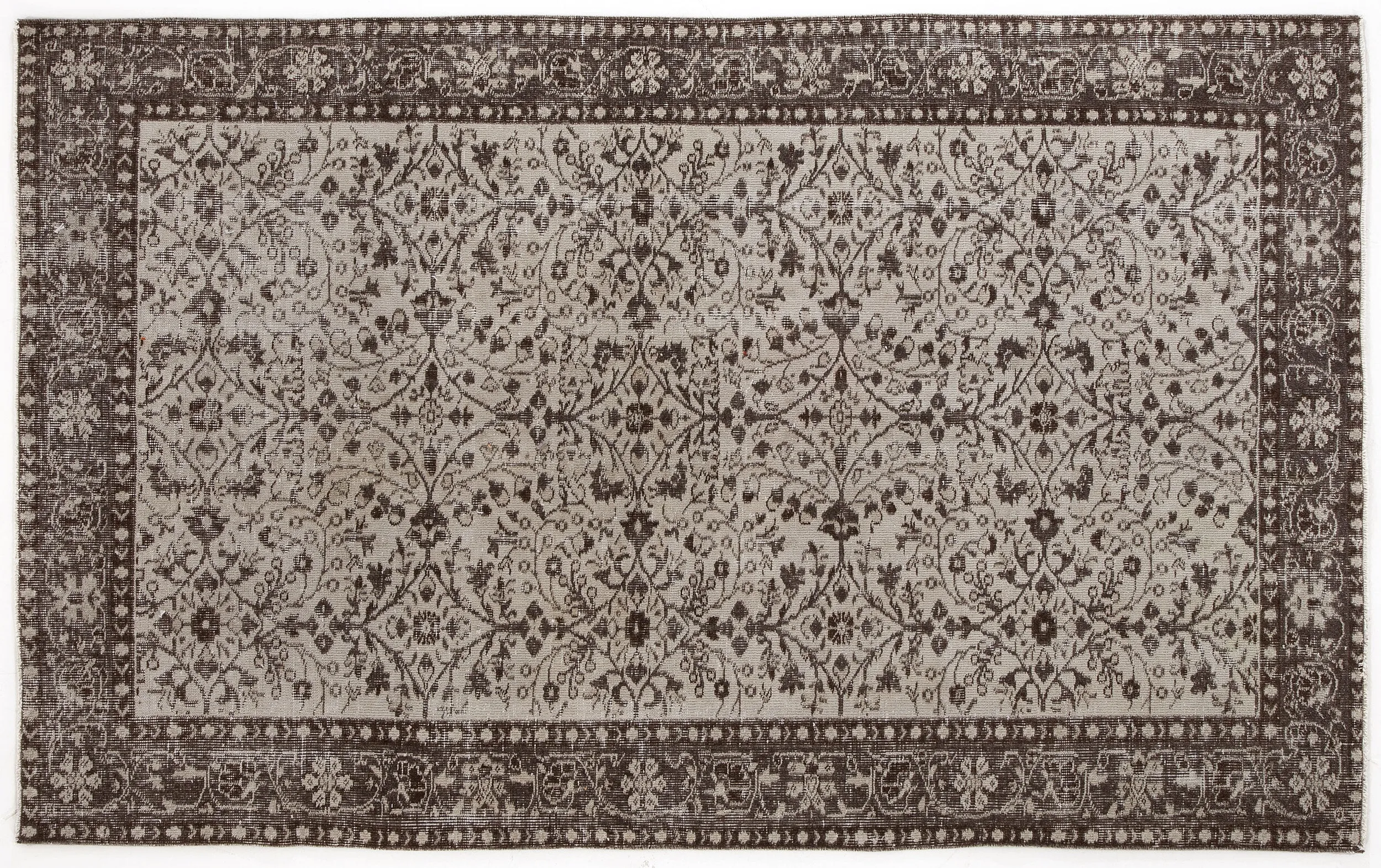 Retro Design Beige Over Dyed Vintage Rug 5'2'' x 8'5'' ft 158 x 257 cm