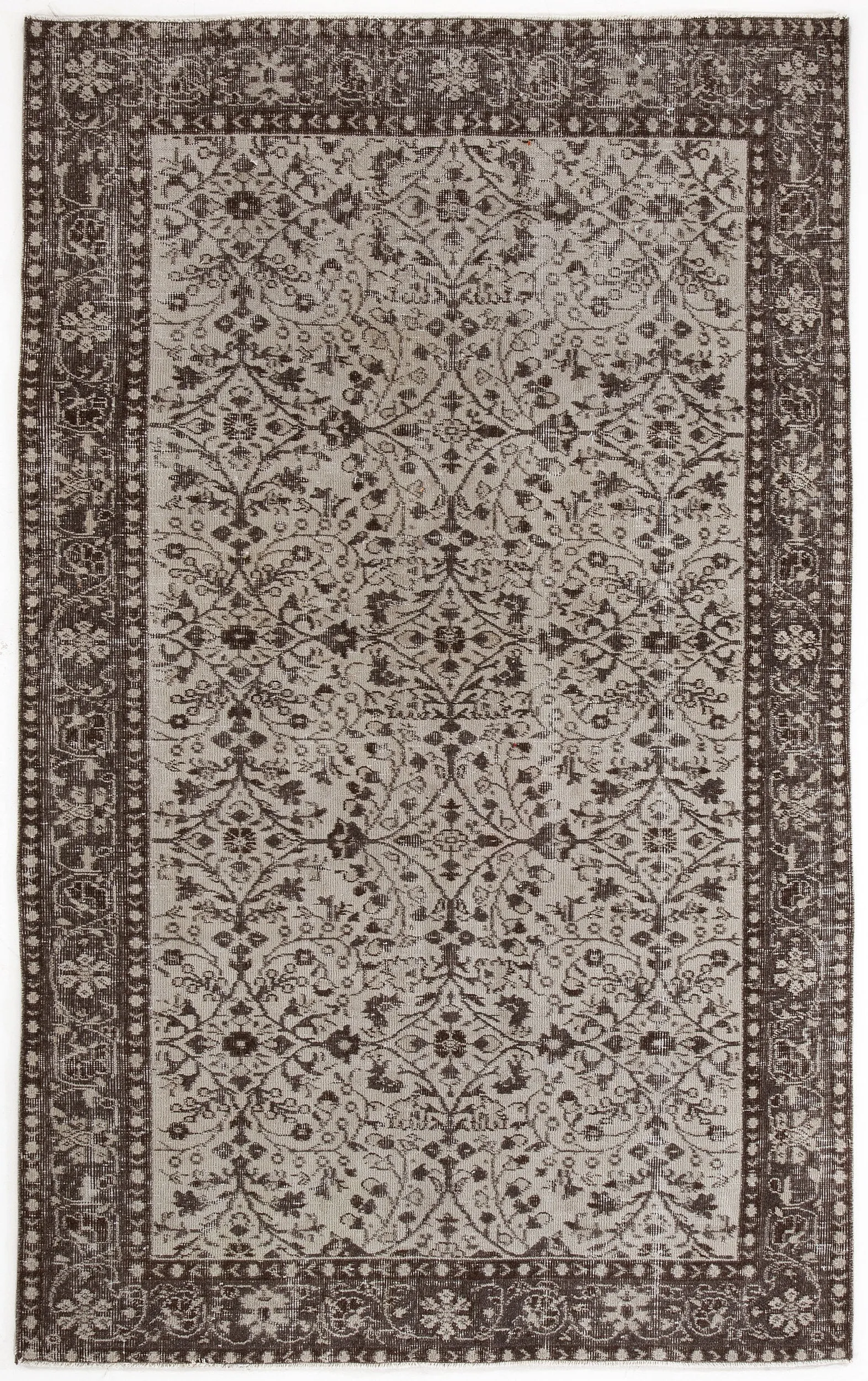 Retro Design Beige Over Dyed Vintage Rug 5'2'' x 8'5'' ft 158 x 257 cm