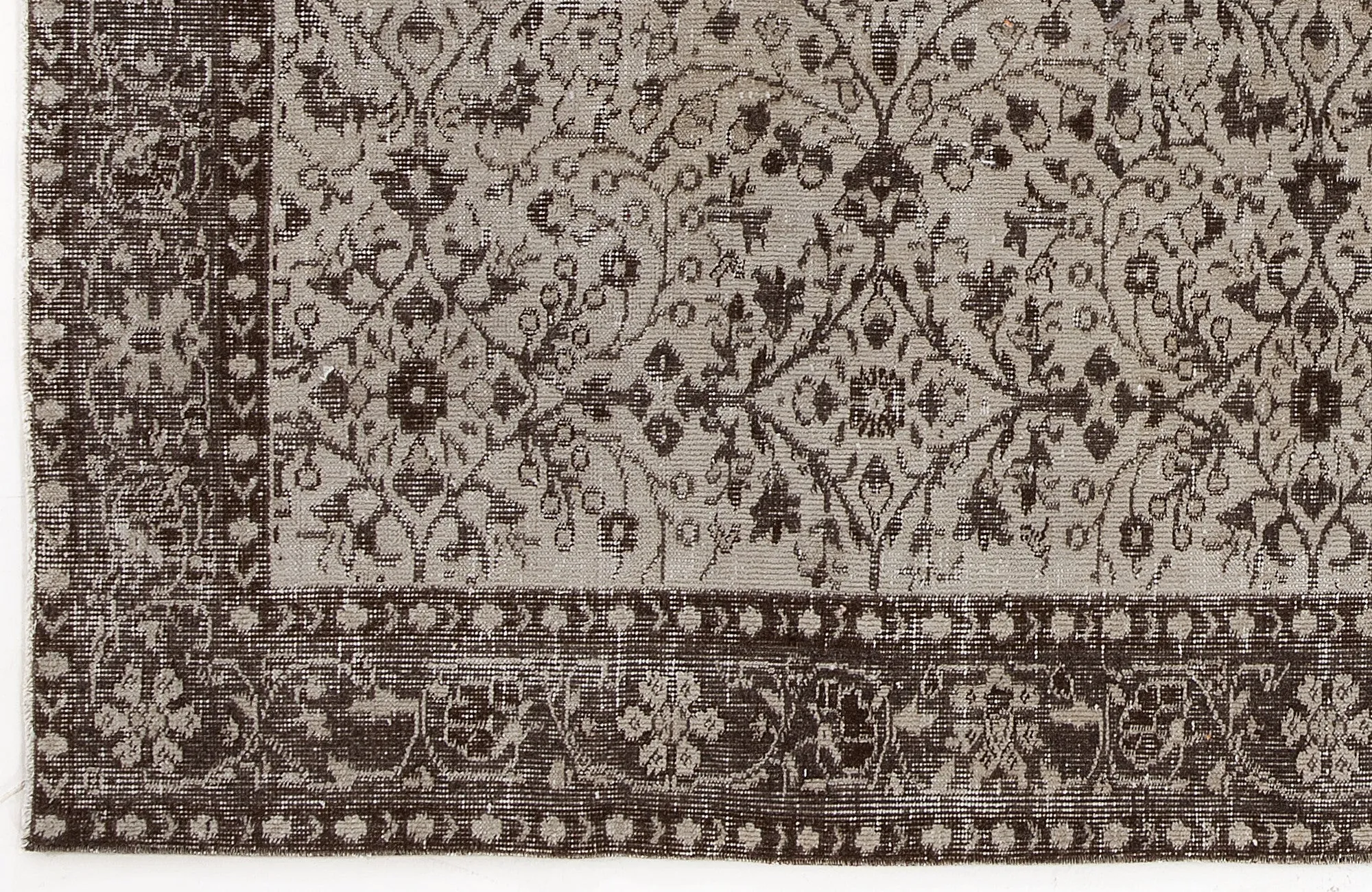 Retro Design Beige Over Dyed Vintage Rug 5'2'' x 8'5'' ft 158 x 257 cm