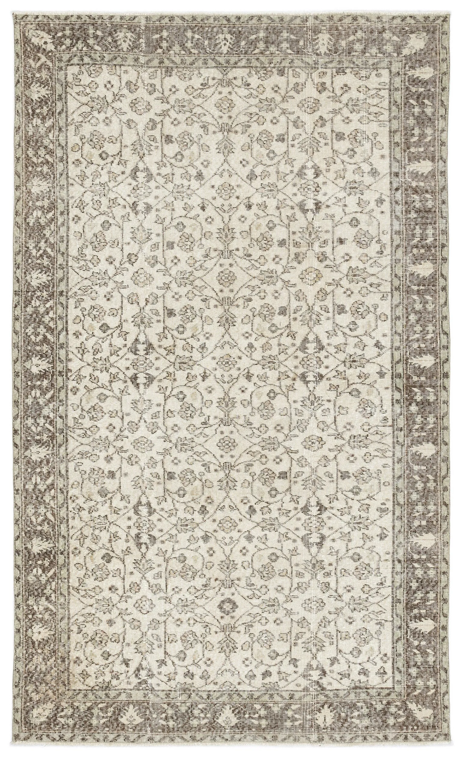Retro Design Beige Over Dyed Vintage Rug 5'2'' x 8'8'' ft 157 x 264 cm