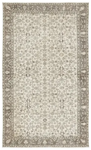 Retro Design Beige Over Dyed Vintage Rug 5'2'' x 8'8'' ft 157 x 264 cm