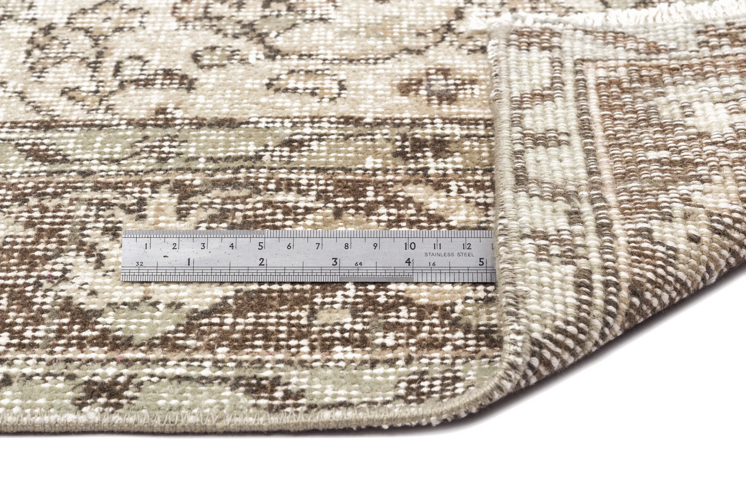 Retro Design Beige Over Dyed Vintage Rug 5'2'' x 8'8'' ft 157 x 264 cm