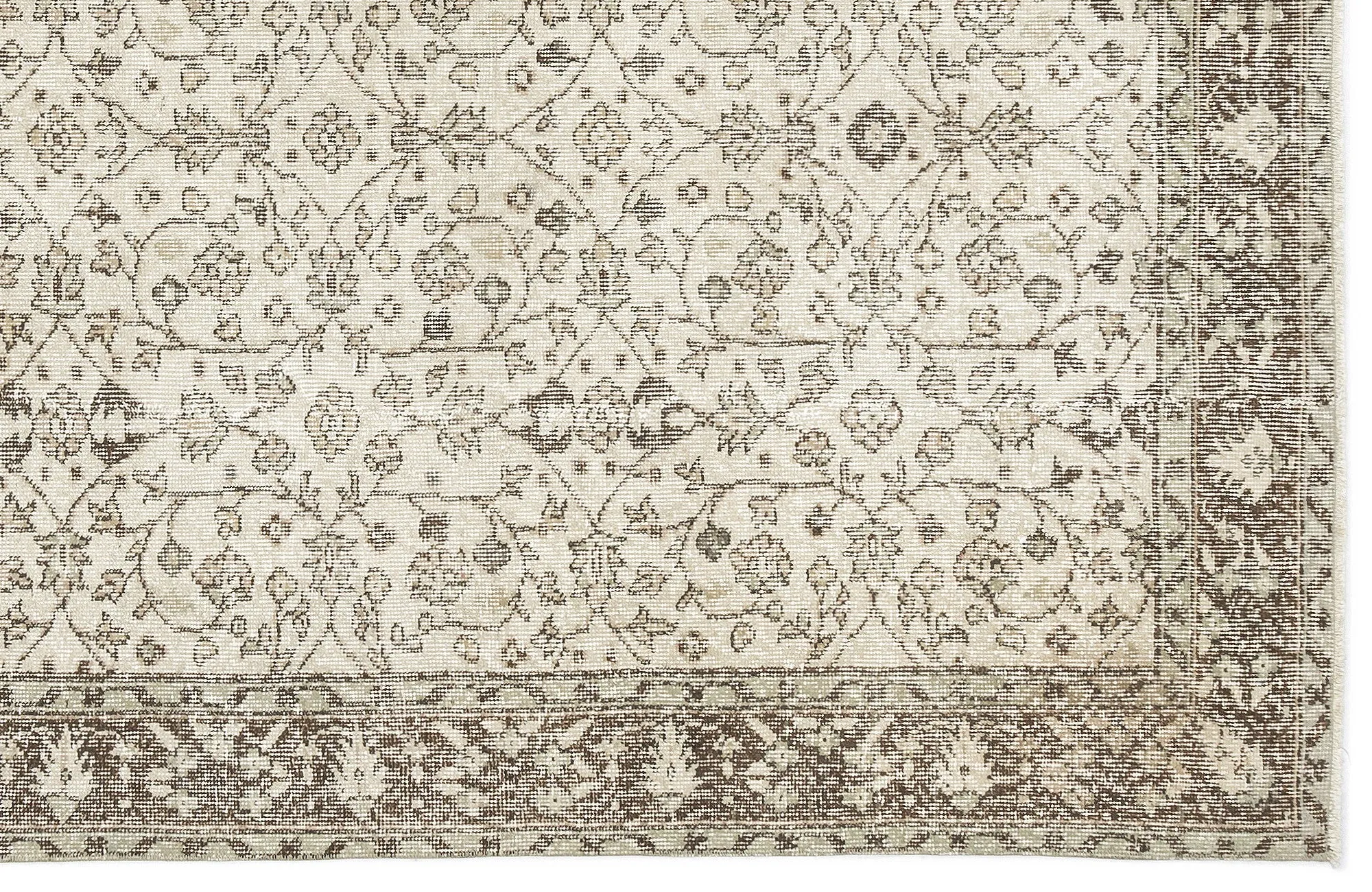 Retro Design Beige Over Dyed Vintage Rug 5'2'' x 8'8'' ft 157 x 264 cm