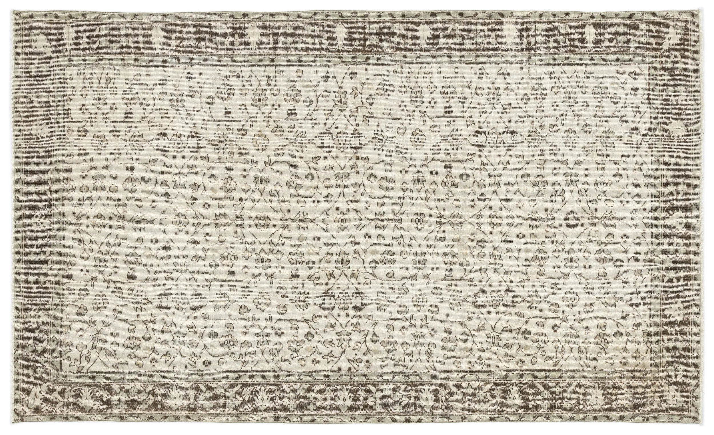 Retro Design Beige Over Dyed Vintage Rug 5'2'' x 8'8'' ft 157 x 264 cm