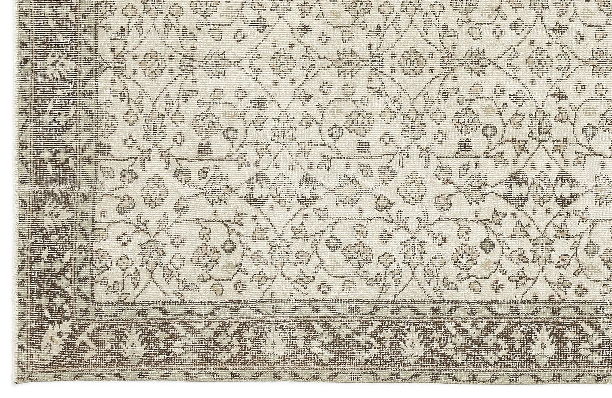 Retro Design Beige Over Dyed Vintage Rug 5'2'' x 8'8'' ft 157 x 264 cm