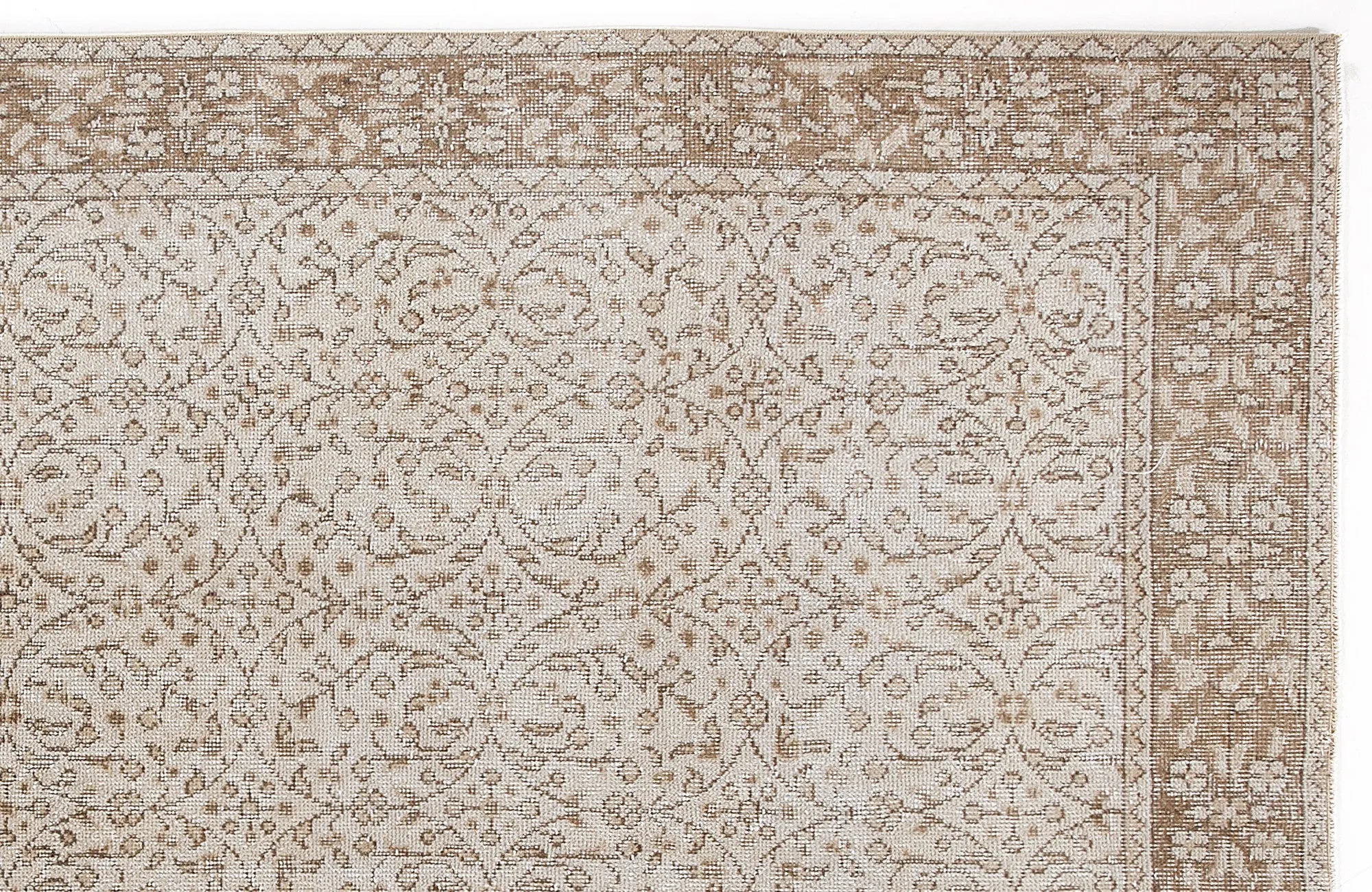 Retro Design Beige Over Dyed Vintage Rug 5'3'' x 8'8'' ft 160 x 264 cm