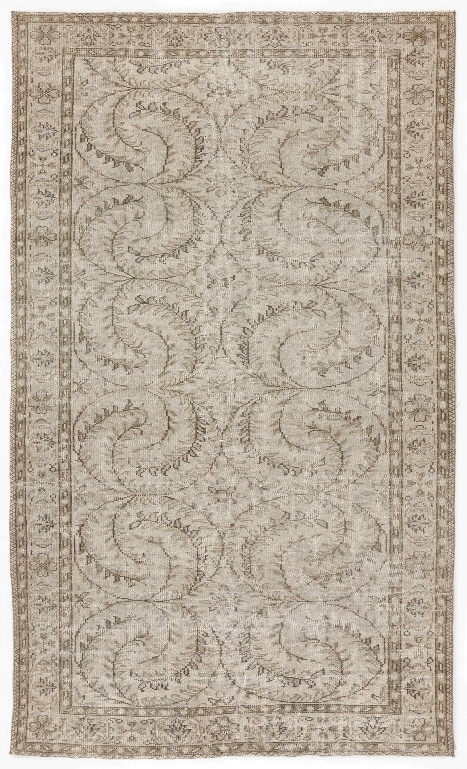 Retro Design Beige Over Dyed Vintage Rug 5'4'' x 8'11'' ft 163 x 273 cm