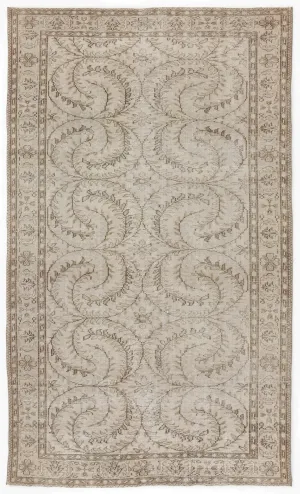 Retro Design Beige Over Dyed Vintage Rug 5'4'' x 8'11'' ft 163 x 273 cm