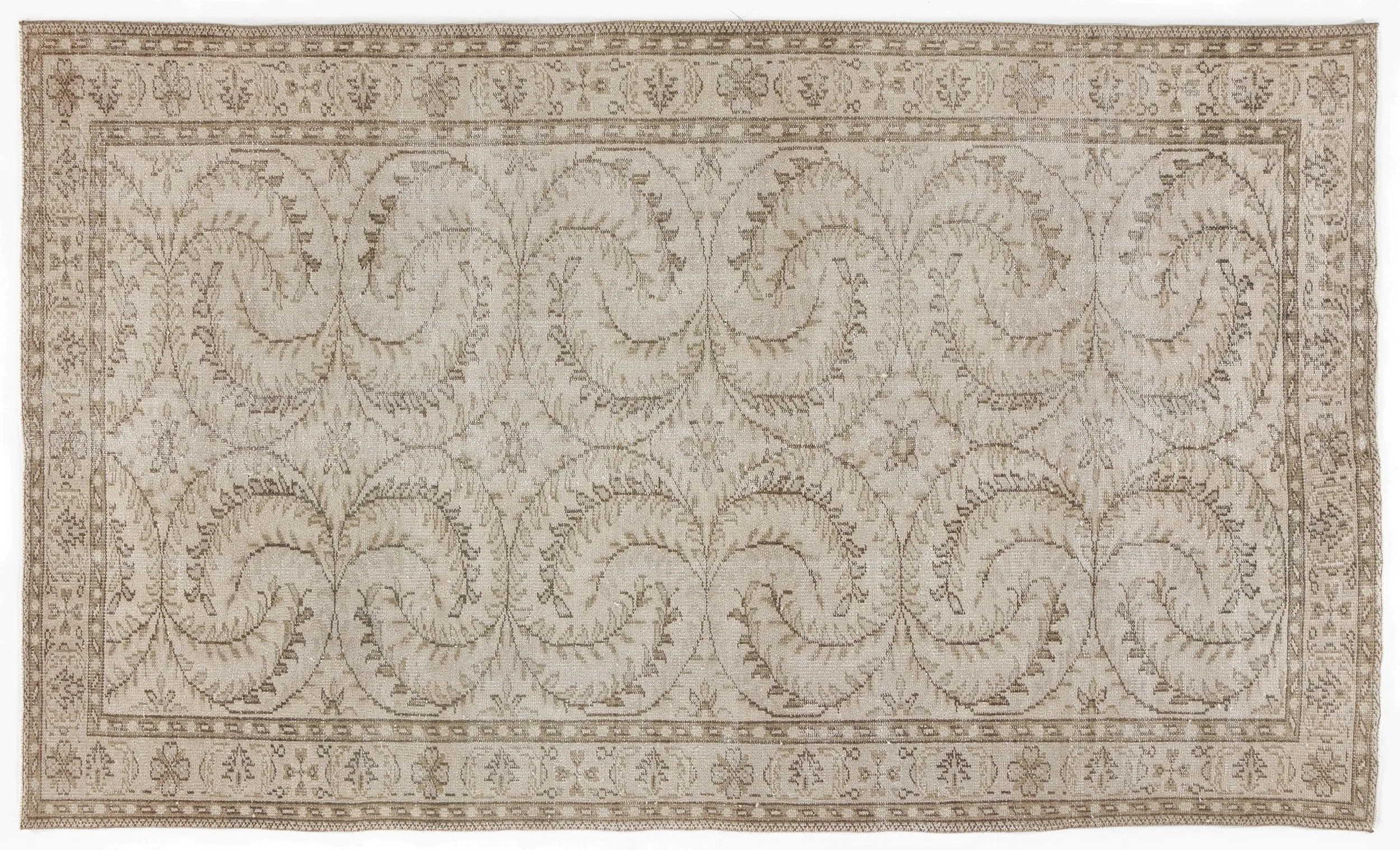 Retro Design Beige Over Dyed Vintage Rug 5'4'' x 8'11'' ft 163 x 273 cm