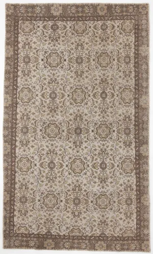 Retro Design Beige Over Dyed Vintage Rug 5'4'' x 9'3'' ft 163 x 281 cm