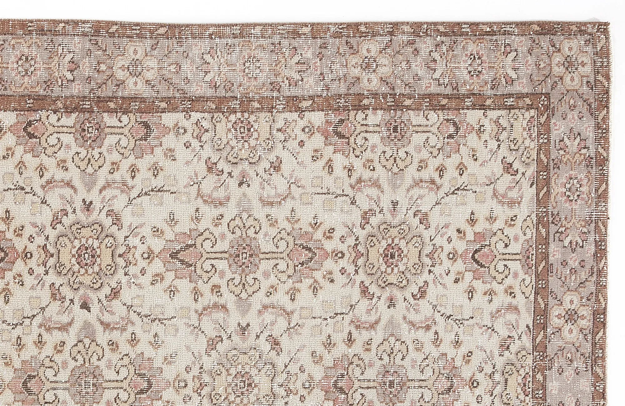 Retro Design Beige Over Dyed Vintage Rug 5'5'' x 8'10'' ft 166 x 270 cm
