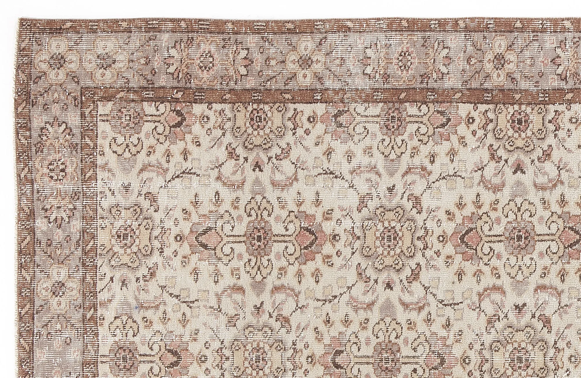 Retro Design Beige Over Dyed Vintage Rug 5'5'' x 8'10'' ft 166 x 270 cm