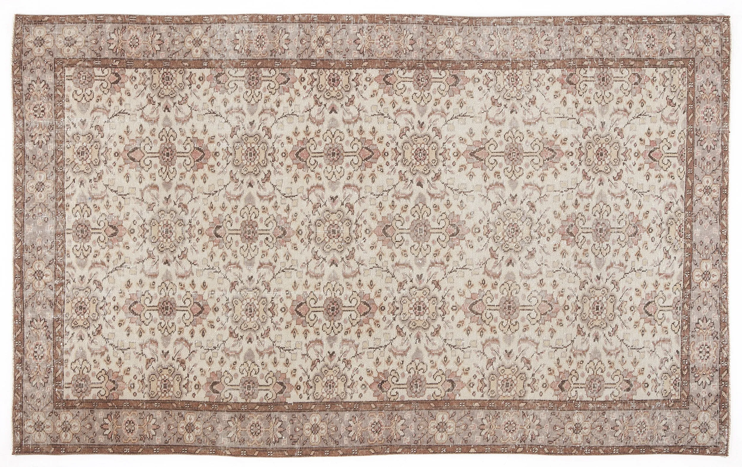 Retro Design Beige Over Dyed Vintage Rug 5'5'' x 8'10'' ft 166 x 270 cm