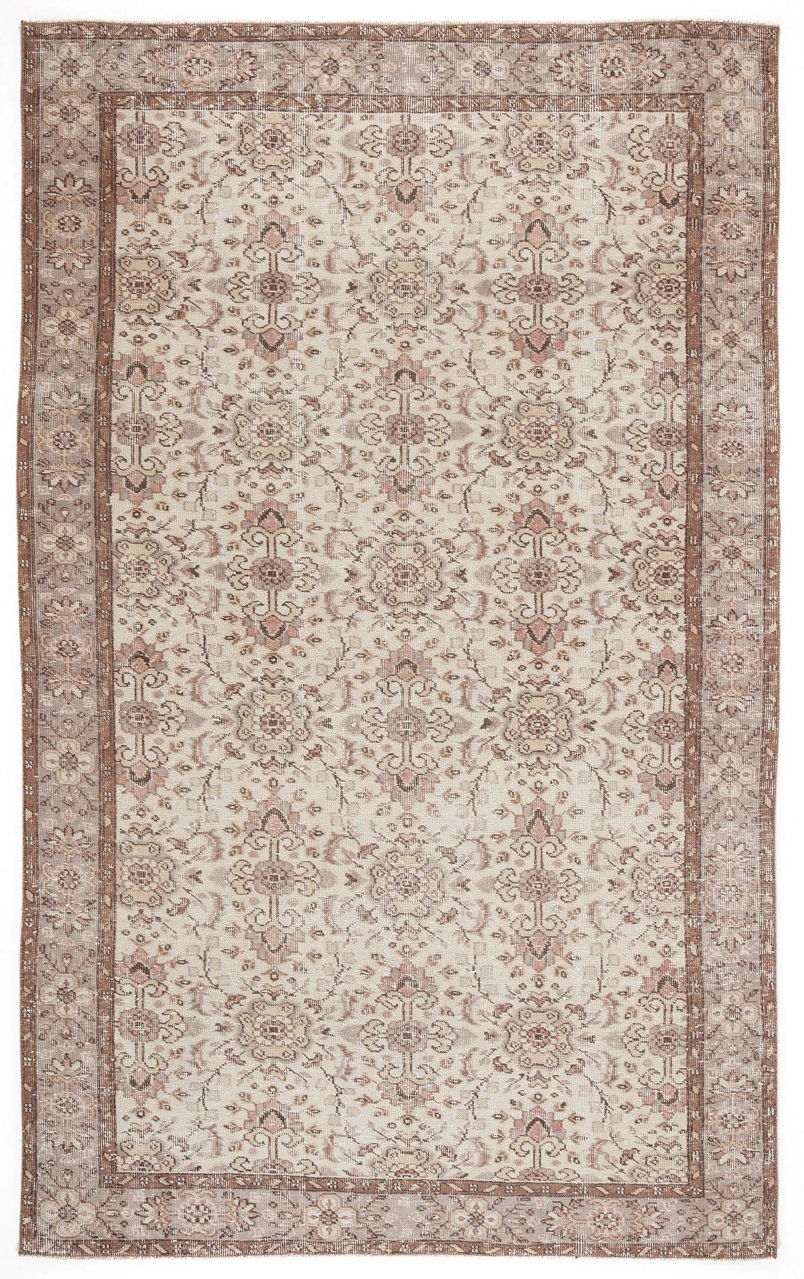 Retro Design Beige Over Dyed Vintage Rug 5'5'' x 8'10'' ft 166 x 270 cm
