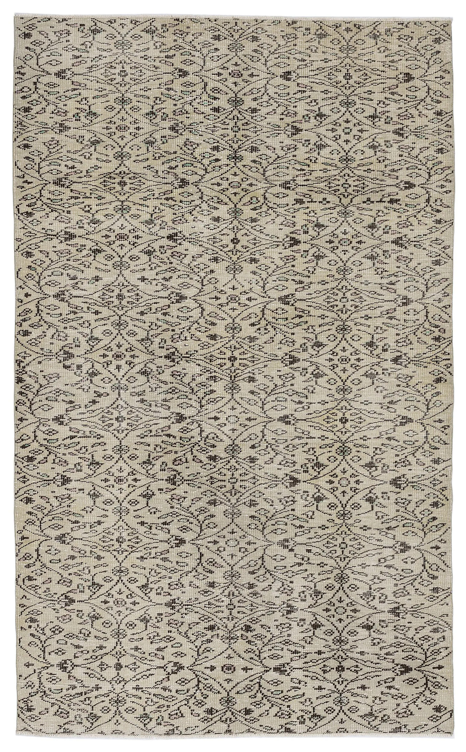 Retro Design Beige Over Dyed Vintage Rug 5'5'' x 8'11'' ft 164 x 272 cm