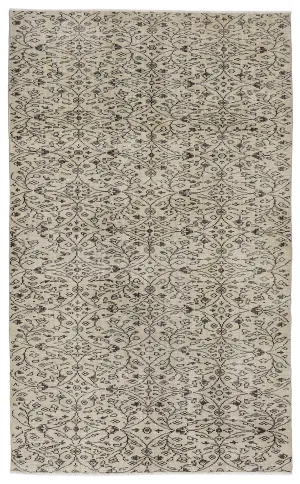 Retro Design Beige Over Dyed Vintage Rug 5'5'' x 8'11'' ft 164 x 272 cm