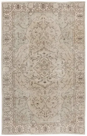 Retro Design Beige Over Dyed Vintage Rug 5'5'' x 8'8'' ft 164 x 263 cm