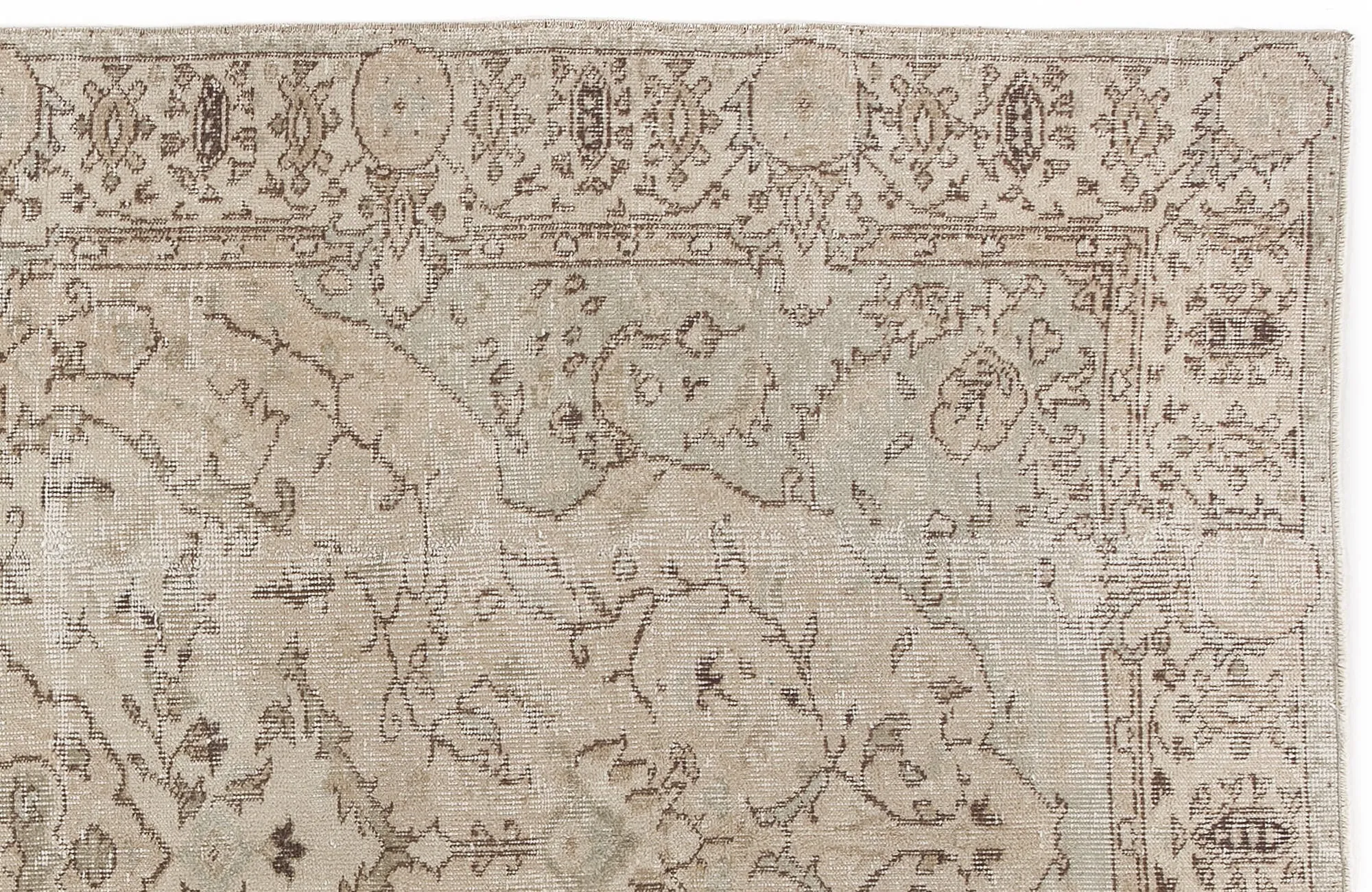Retro Design Beige Over Dyed Vintage Rug 5'5'' x 8'8'' ft 164 x 263 cm