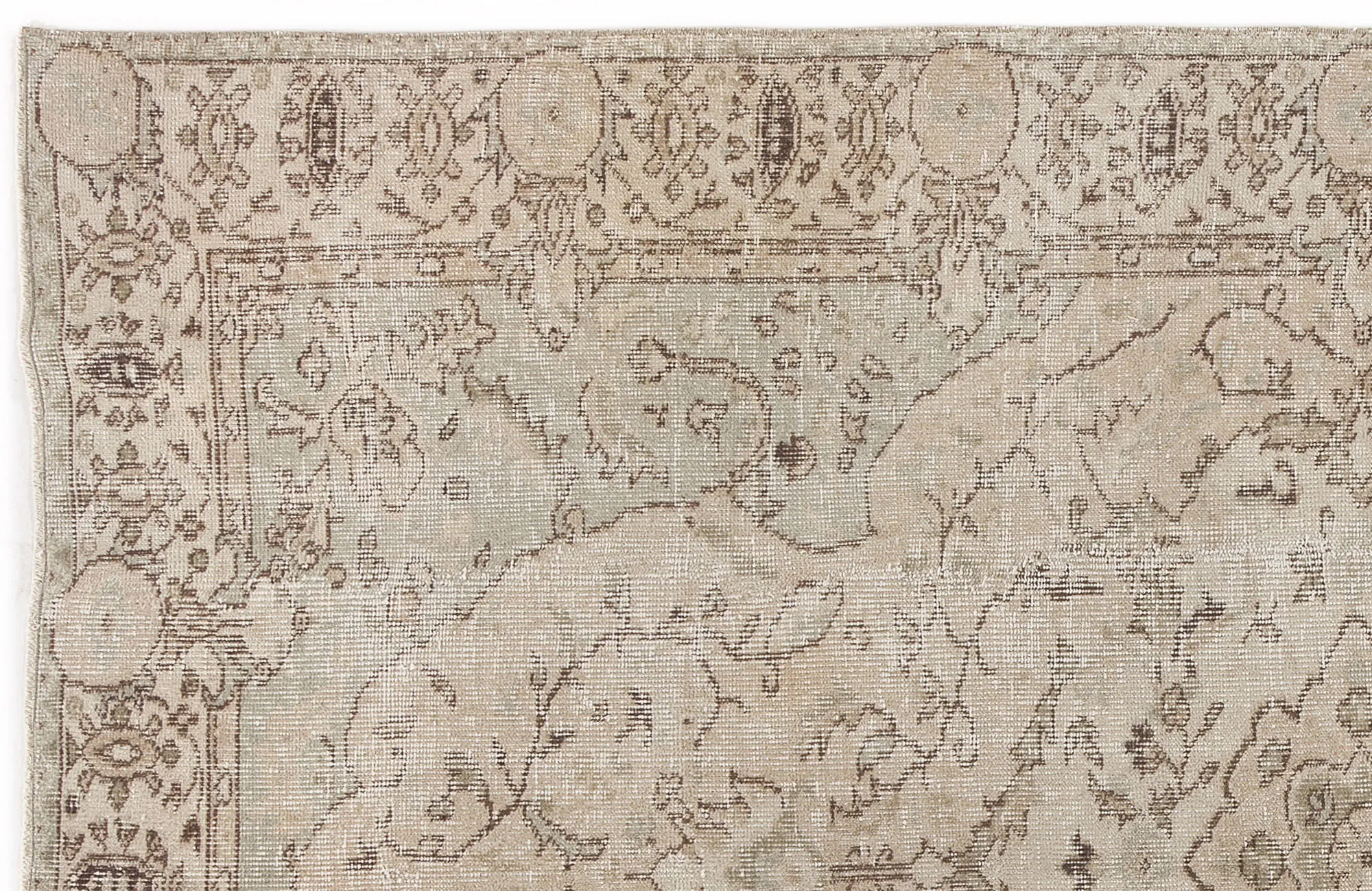 Retro Design Beige Over Dyed Vintage Rug 5'5'' x 8'8'' ft 164 x 263 cm