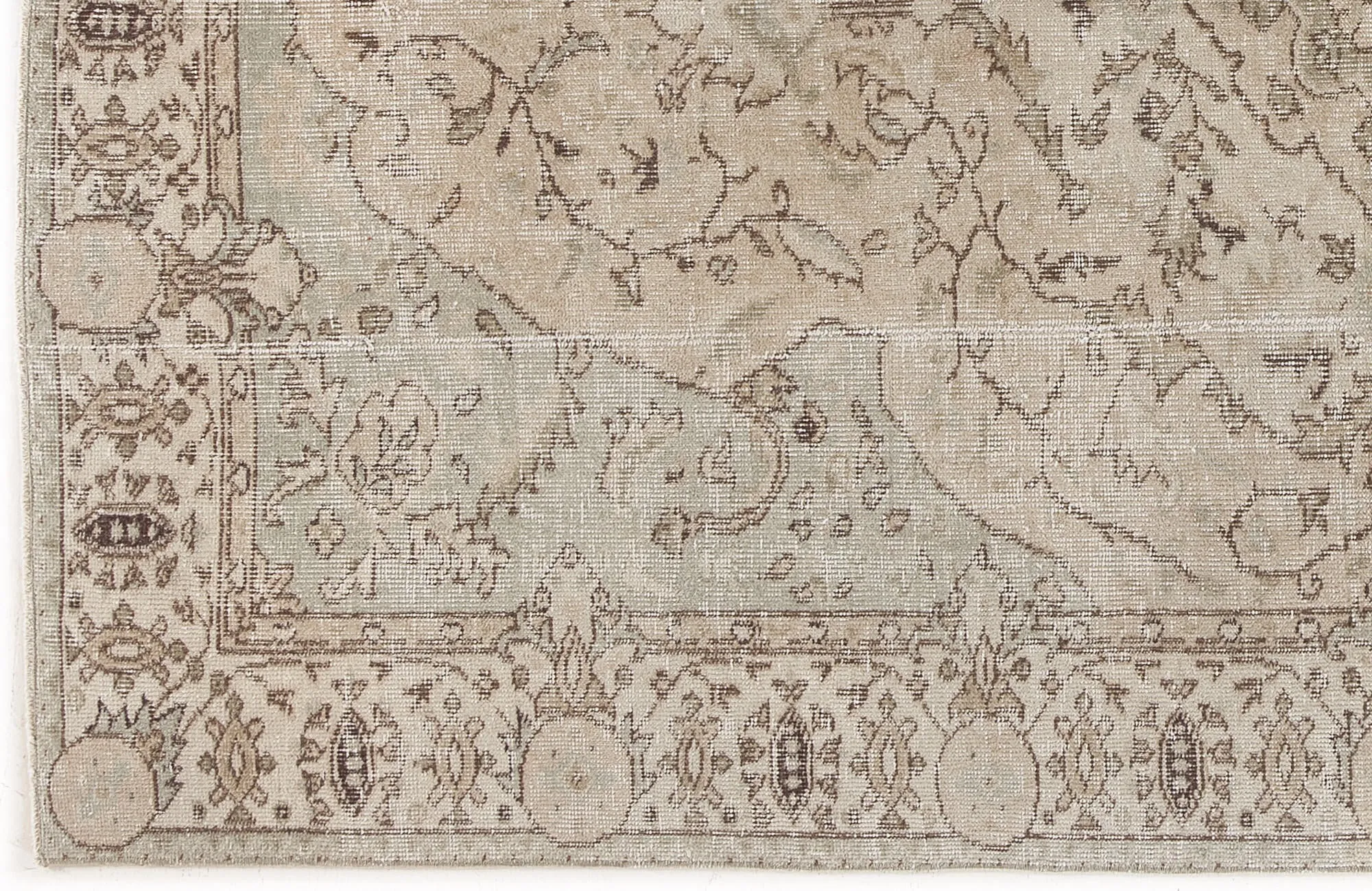 Retro Design Beige Over Dyed Vintage Rug 5'5'' x 8'8'' ft 164 x 263 cm