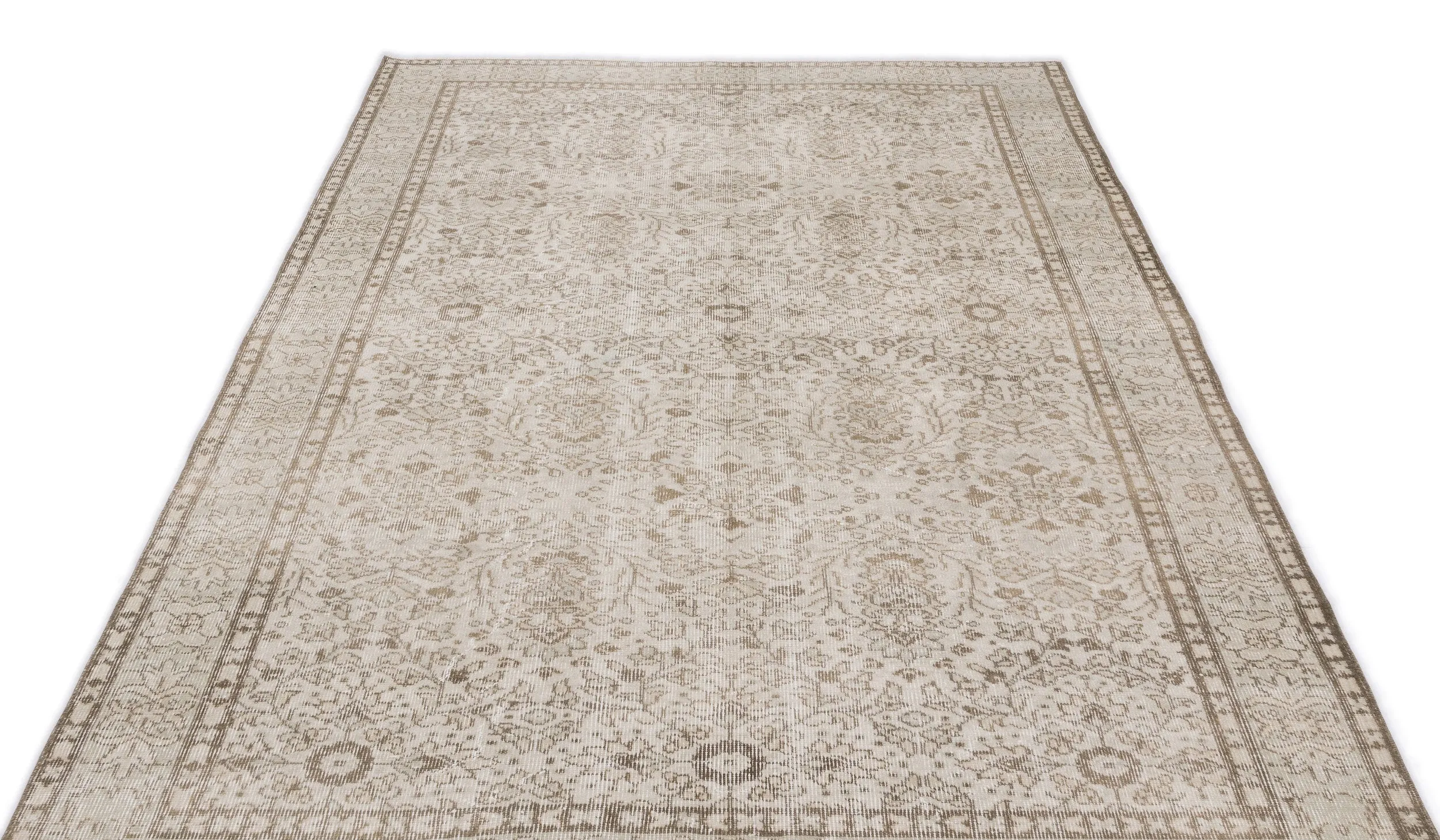 Retro Design Beige Over Dyed Vintage Rug 5'6'' x 9'4'' ft 168 x 284 cm
