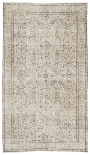 Retro Design Beige Over Dyed Vintage Rug 5'6'' x 9'4'' ft 168 x 284 cm
