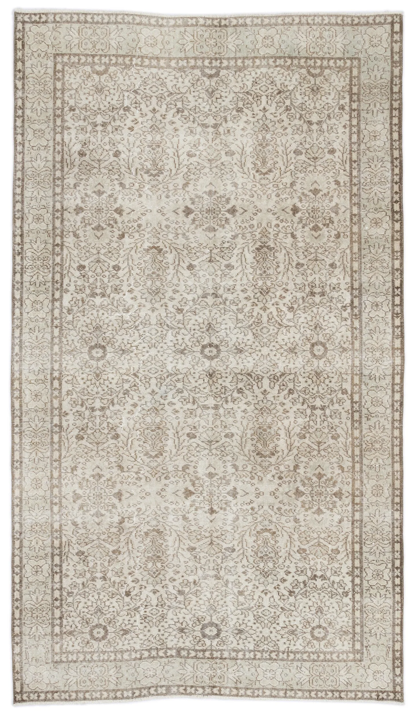 Retro Design Beige Over Dyed Vintage Rug 5'6'' x 9'4'' ft 168 x 284 cm