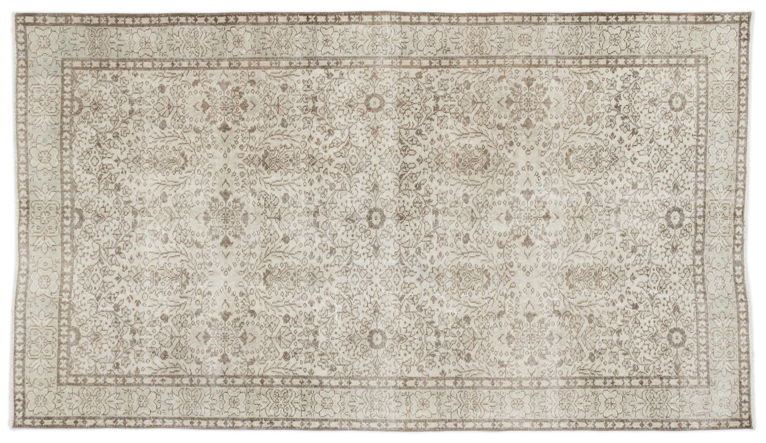 Retro Design Beige Over Dyed Vintage Rug 5'6'' x 9'4'' ft 168 x 284 cm