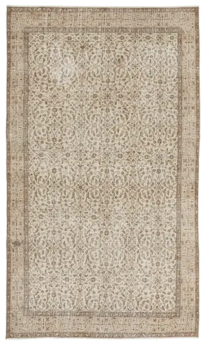 Retro Design Beige Over Dyed Vintage Rug 5'7'' x 9'5'' ft 169 x 287 cm