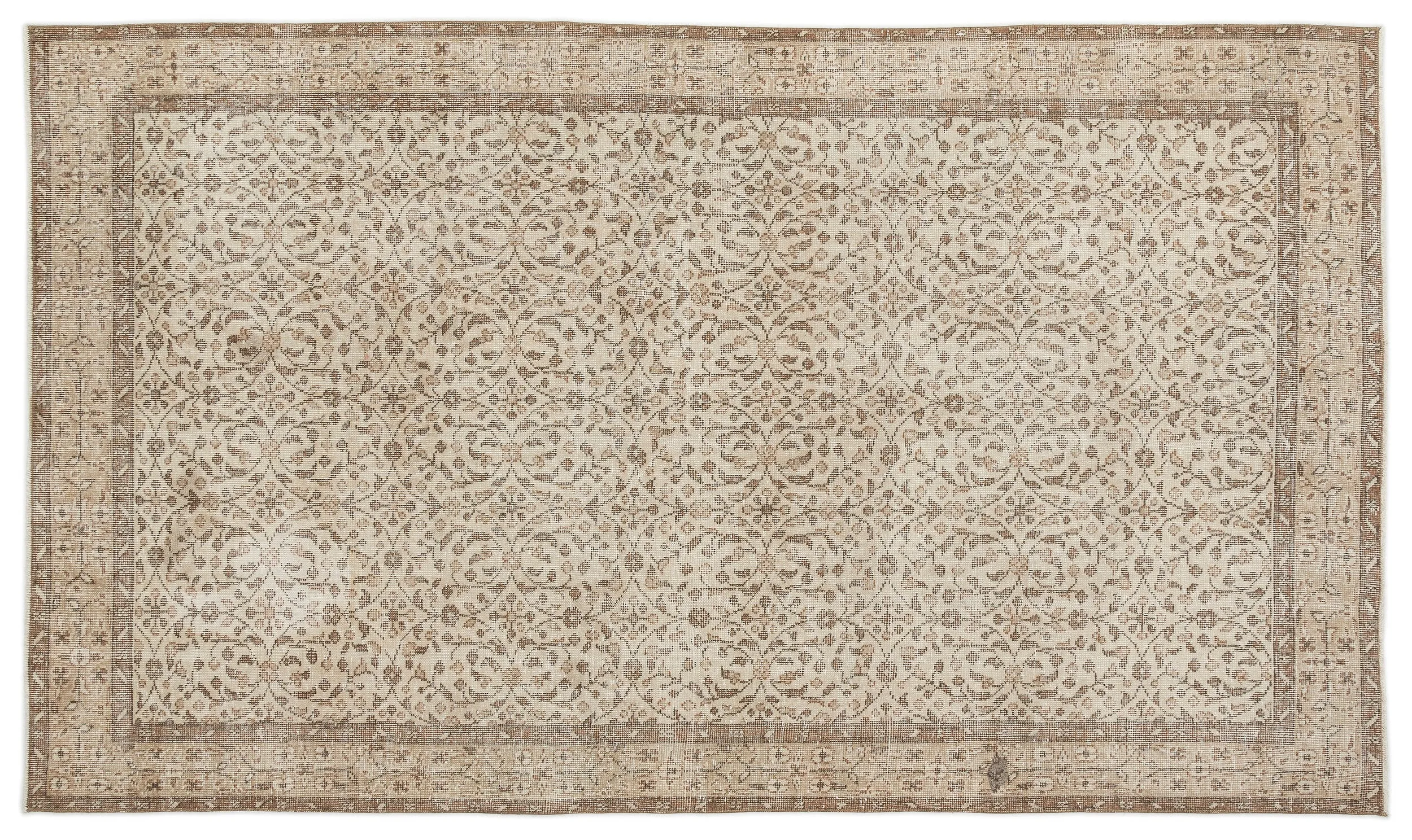 Retro Design Beige Over Dyed Vintage Rug 5'7'' x 9'5'' ft 169 x 287 cm
