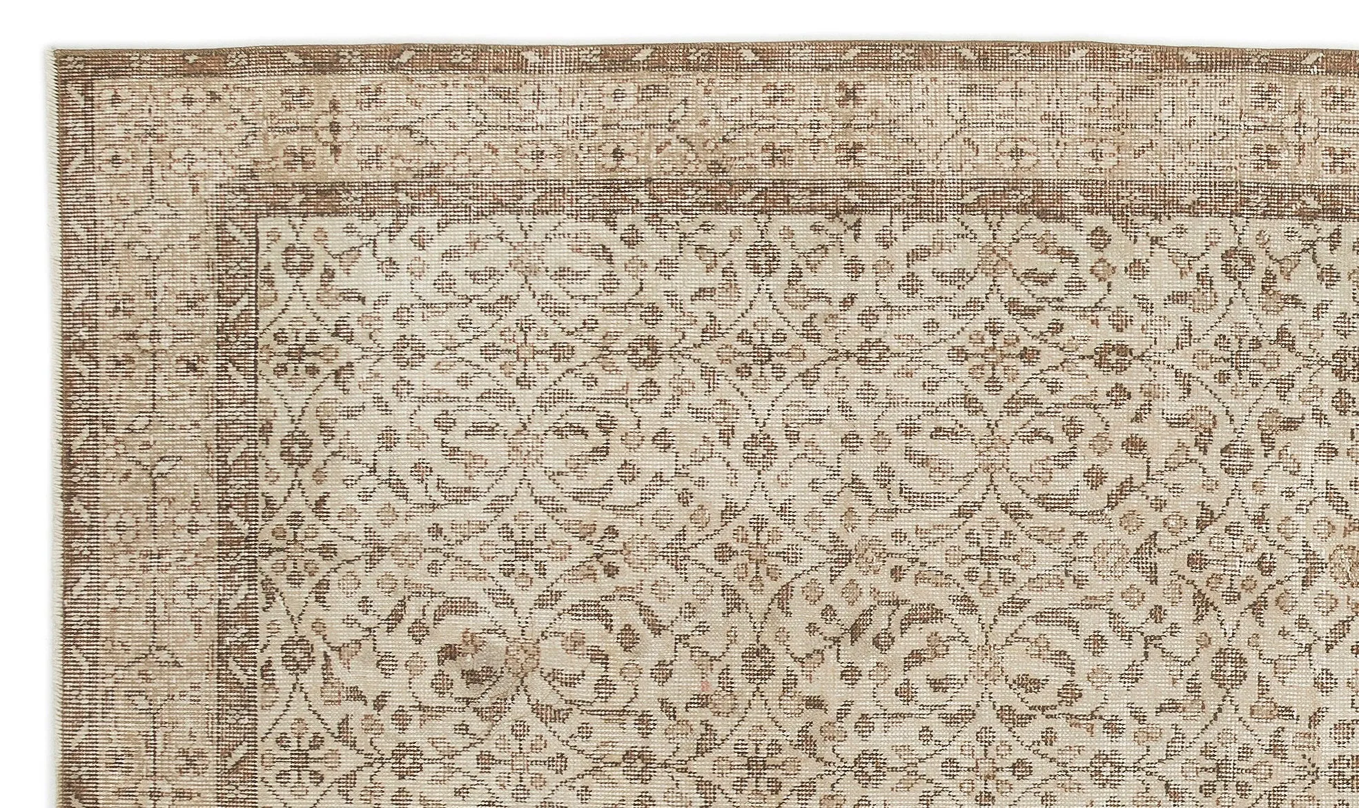 Retro Design Beige Over Dyed Vintage Rug 5'7'' x 9'5'' ft 169 x 287 cm