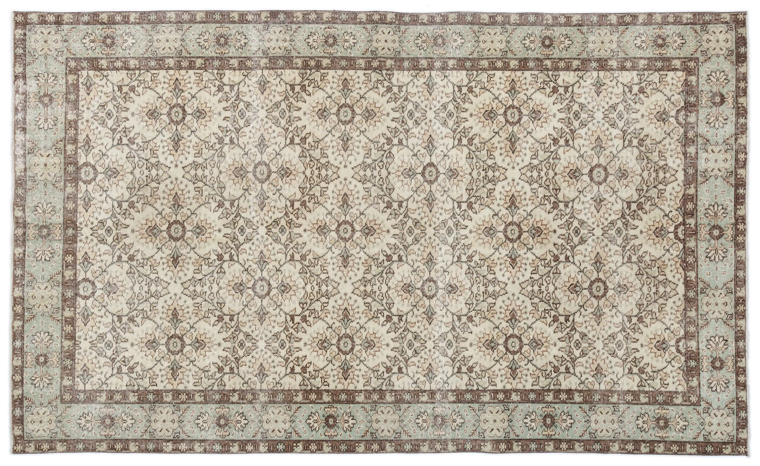 Retro Design Beige Over Dyed Vintage Rug 5'7'' x 9'6'' ft 170 x 290 cm