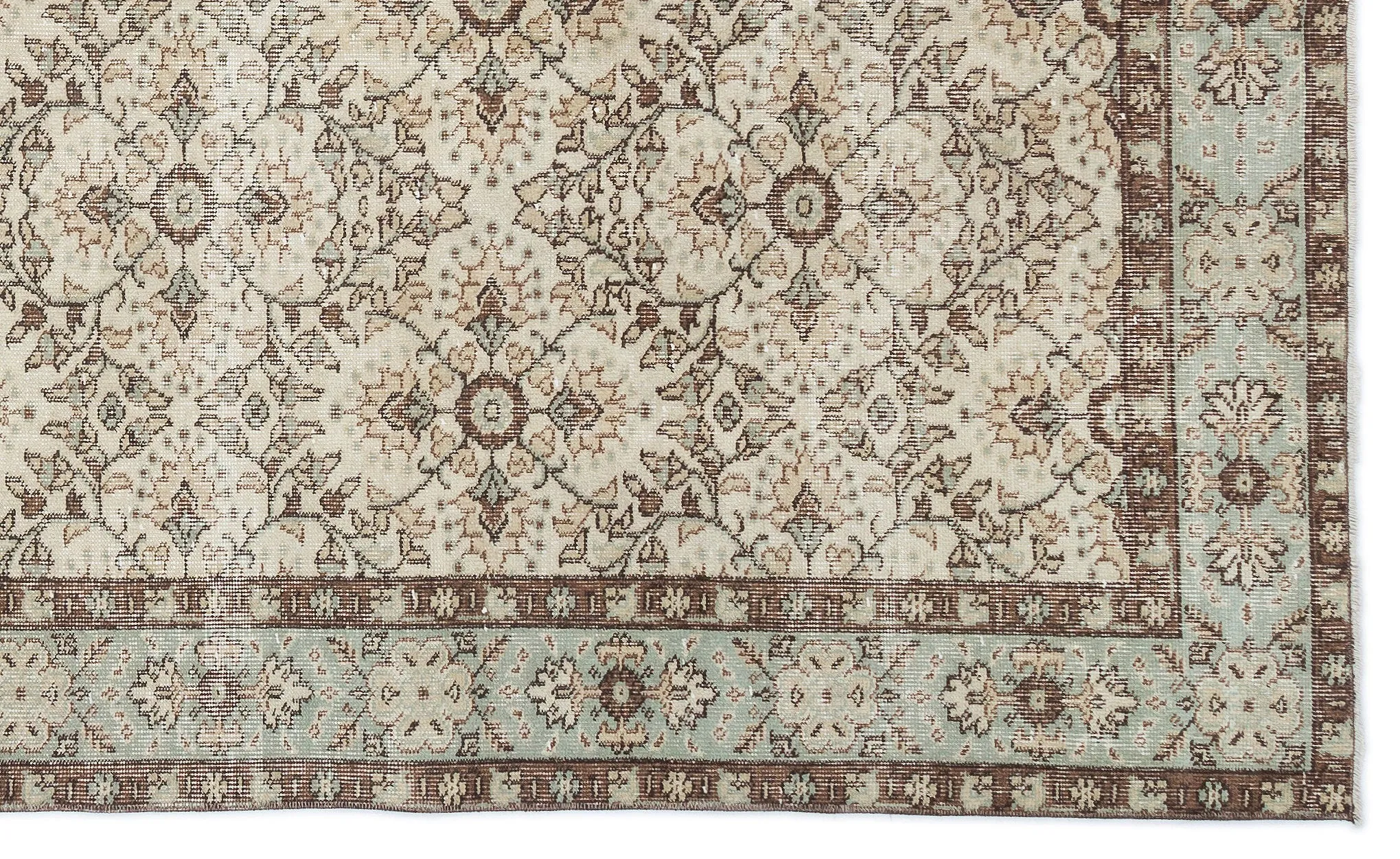 Retro Design Beige Over Dyed Vintage Rug 5'7'' x 9'6'' ft 170 x 290 cm