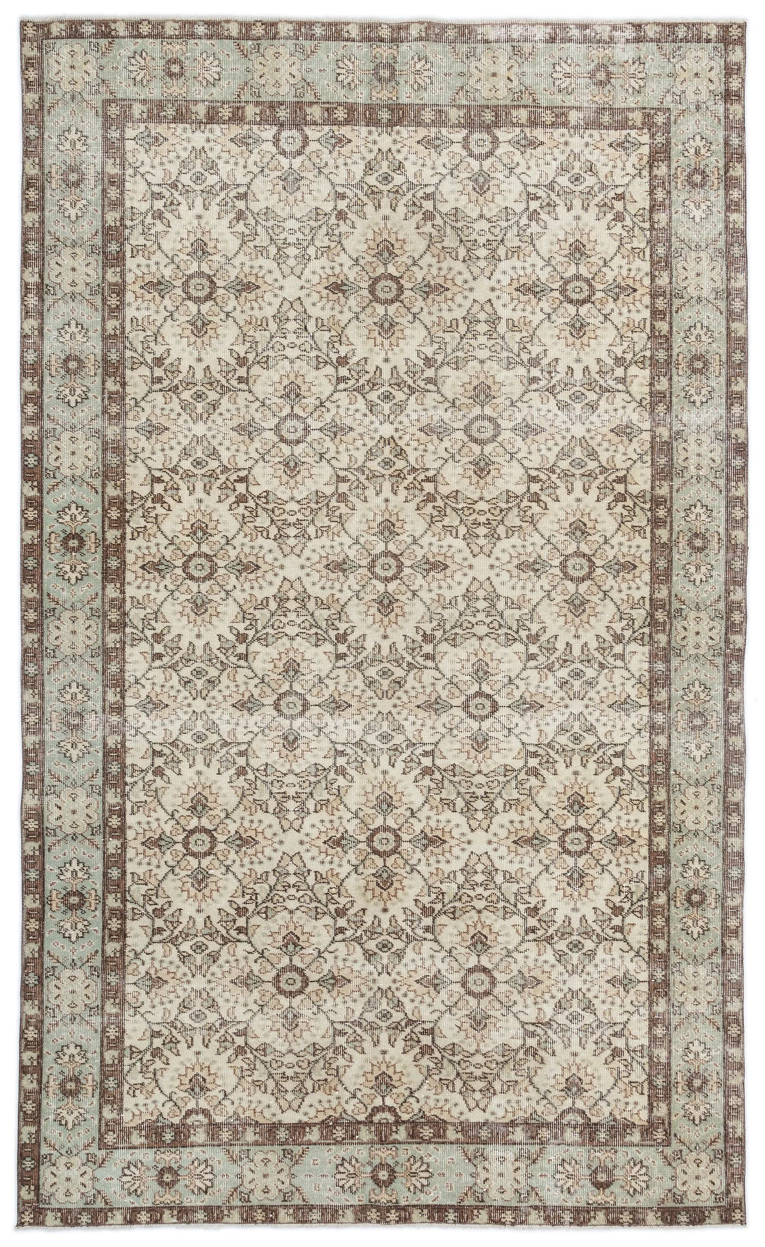 Retro Design Beige Over Dyed Vintage Rug 5'7'' x 9'6'' ft 170 x 290 cm