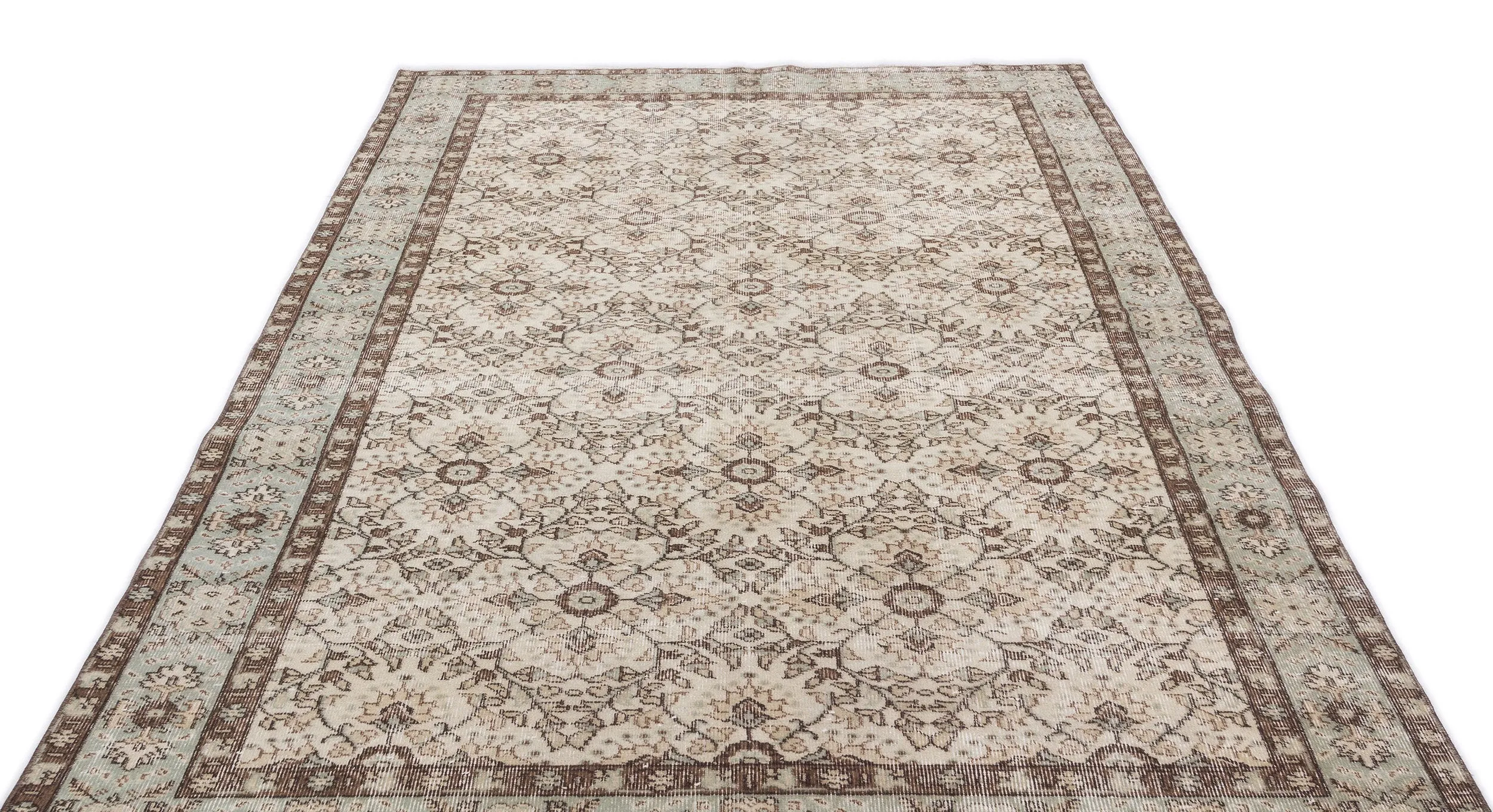 Retro Design Beige Over Dyed Vintage Rug 5'7'' x 9'6'' ft 170 x 290 cm