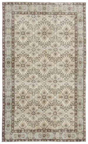Retro Design Beige Over Dyed Vintage Rug 5'7'' x 9'6'' ft 170 x 290 cm