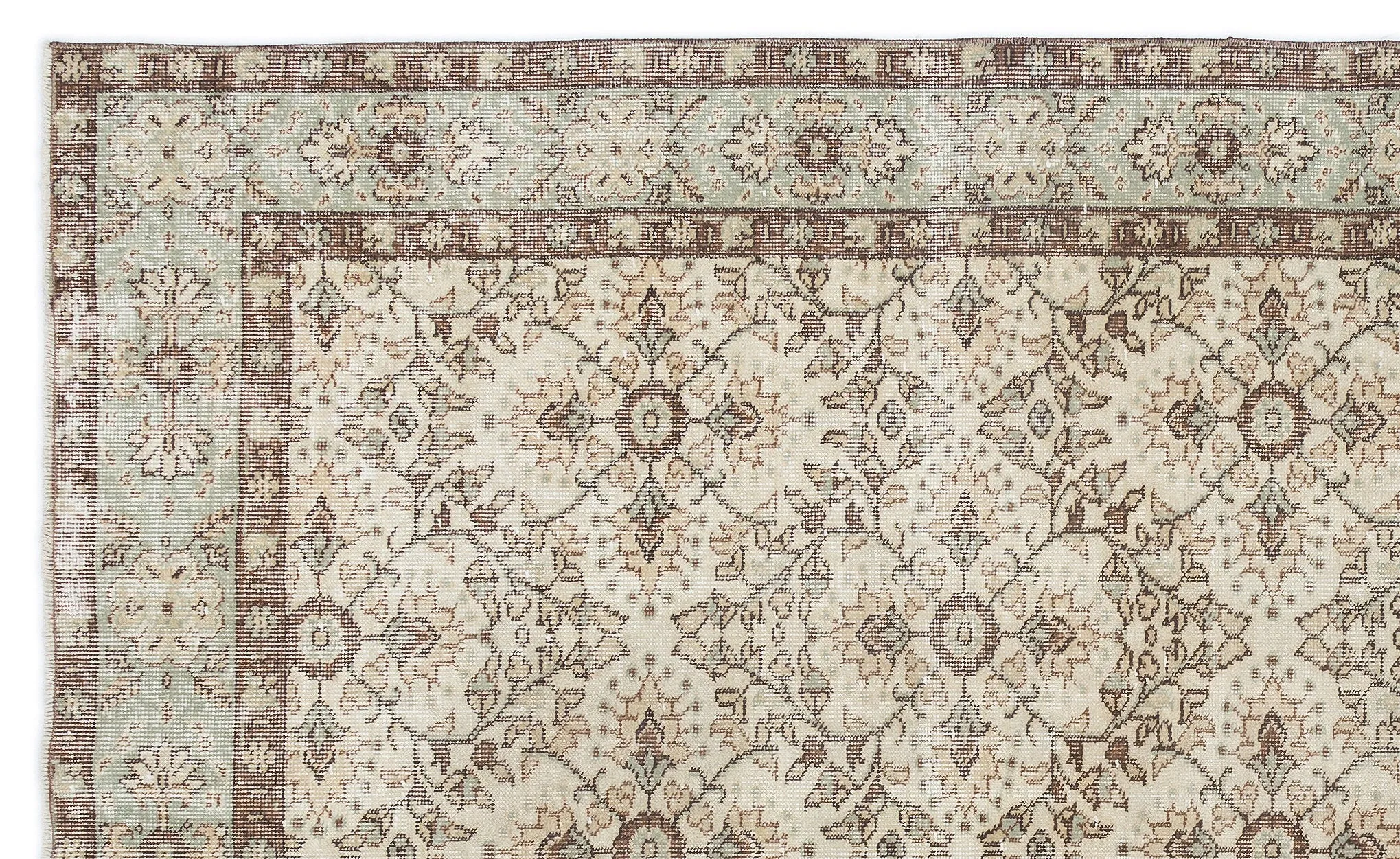 Retro Design Beige Over Dyed Vintage Rug 5'7'' x 9'6'' ft 170 x 290 cm