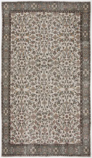 Retro Design Beige Over Dyed Vintage Rug 5'7'' x 9'8'' ft 170 x 294 cm