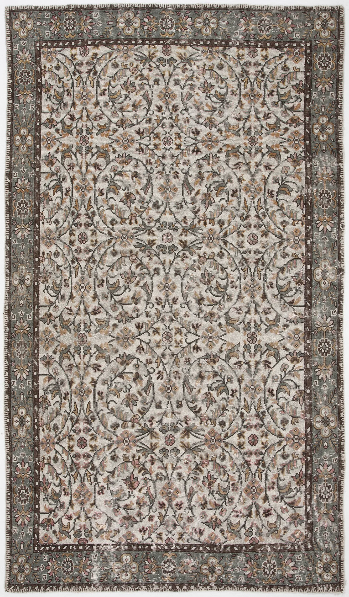 Retro Design Beige Over Dyed Vintage Rug 5'7'' x 9'8'' ft 170 x 294 cm