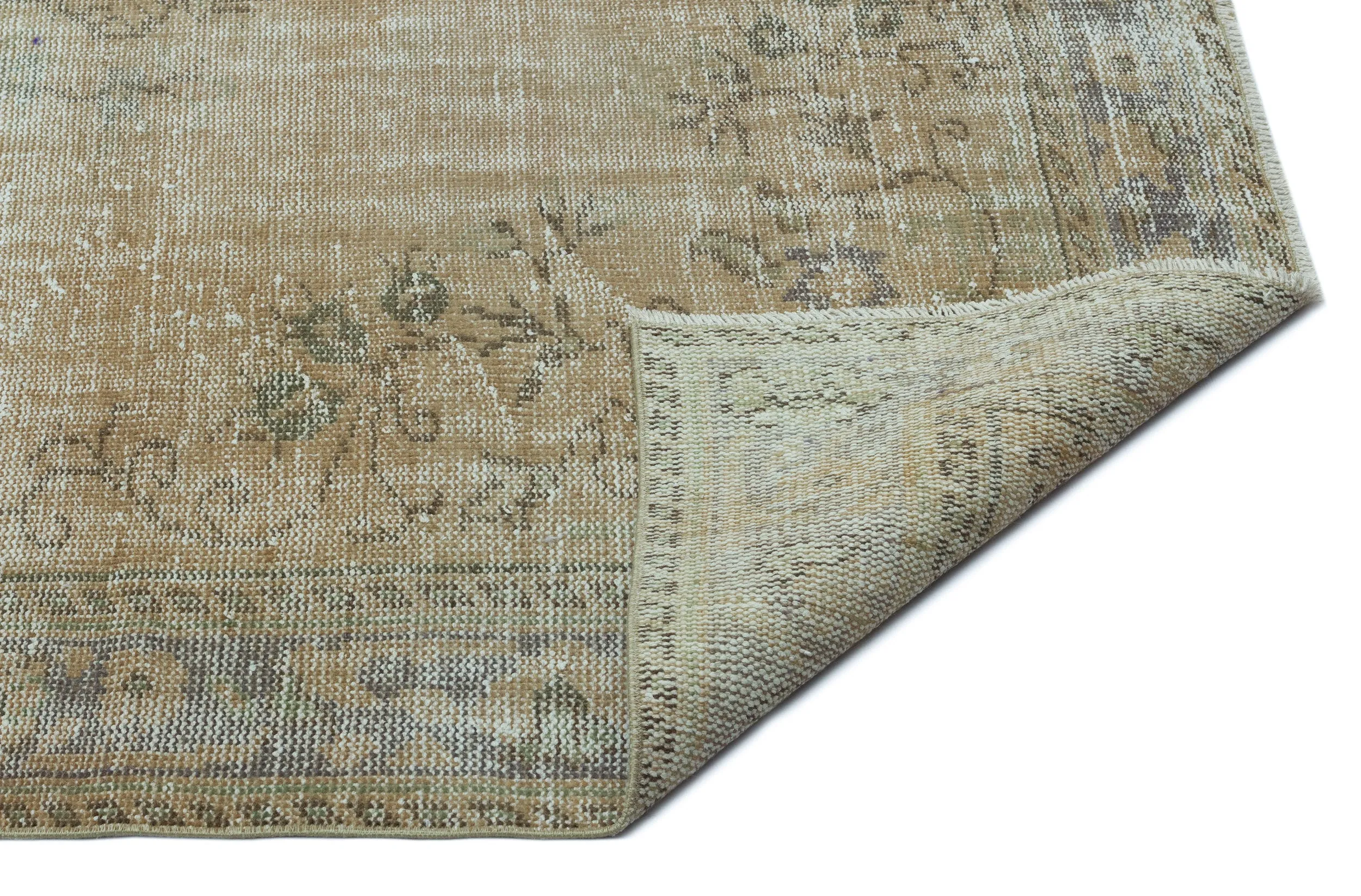 Retro Design Beige Over Dyed Vintage Rug 5'8'' x 9'7'' ft 172 x 292 cm