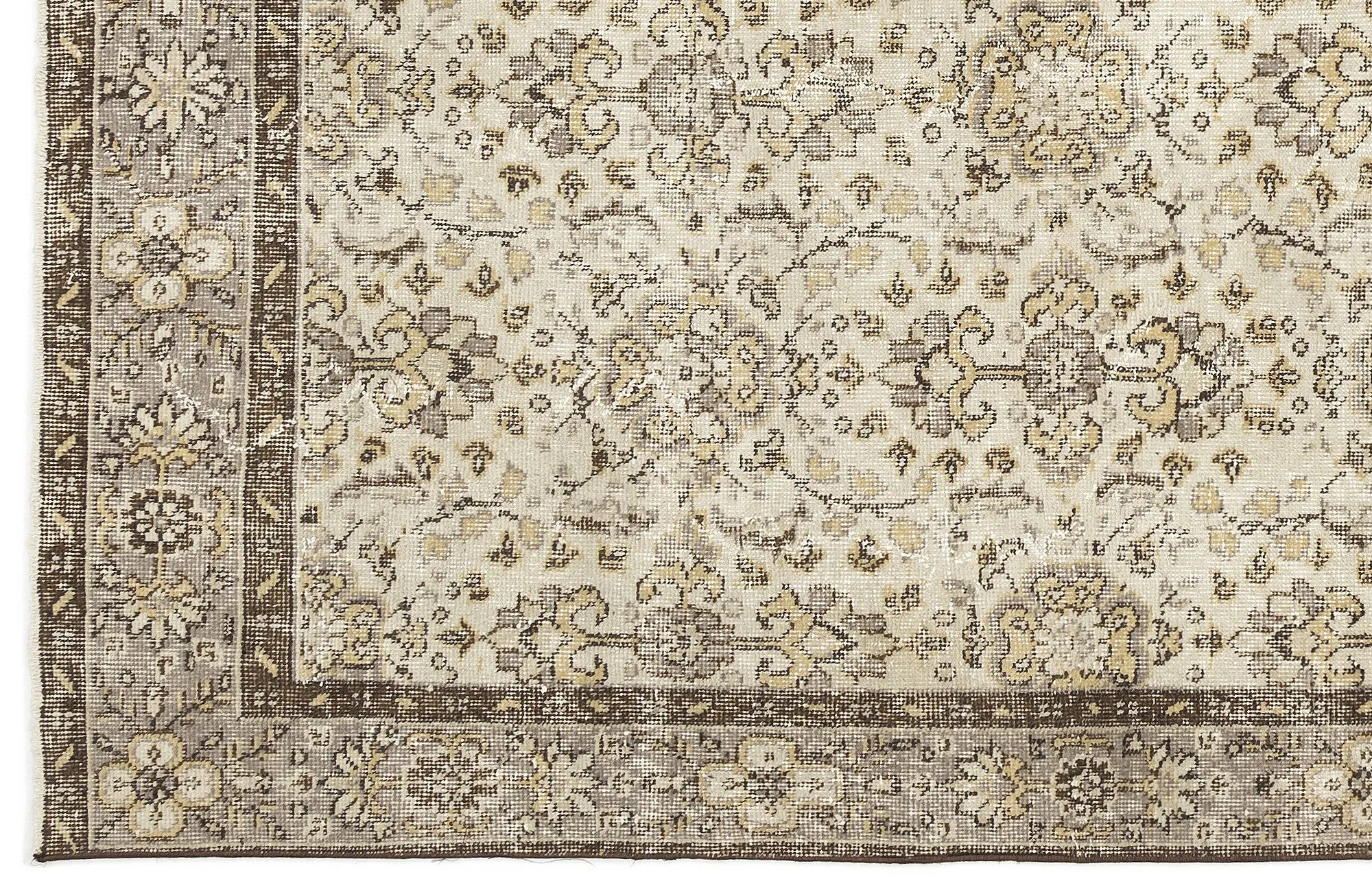 Retro Design Beige Over Dyed Vintage Rug 5'8'' x 9'7'' ft 172 x 292 cm