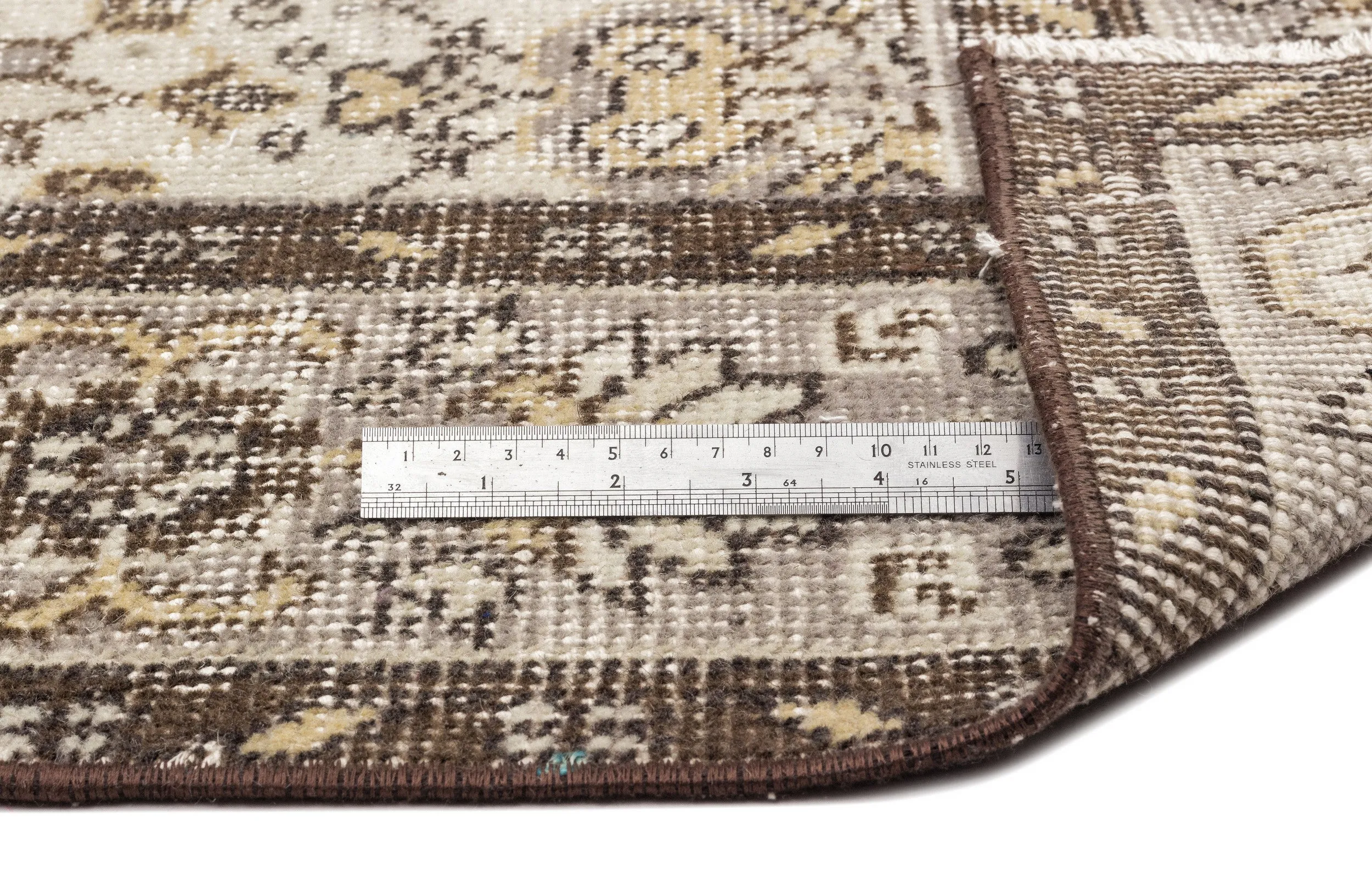Retro Design Beige Over Dyed Vintage Rug 5'8'' x 9'7'' ft 172 x 292 cm