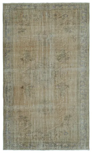 Retro Design Beige Over Dyed Vintage Rug 5'8'' x 9'7'' ft 172 x 292 cm
