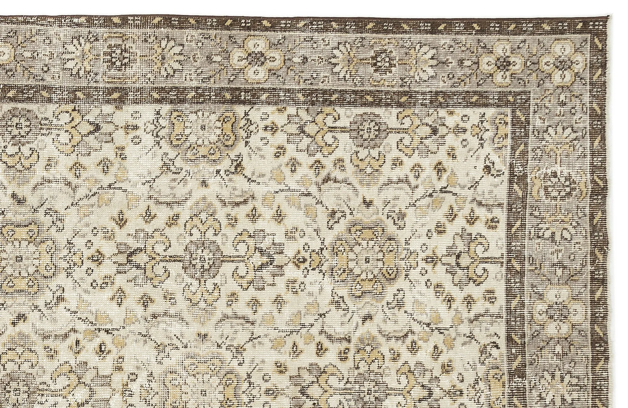 Retro Design Beige Over Dyed Vintage Rug 5'8'' x 9'7'' ft 172 x 292 cm