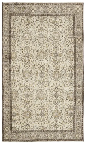 Retro Design Beige Over Dyed Vintage Rug 5'8'' x 9'7'' ft 172 x 292 cm